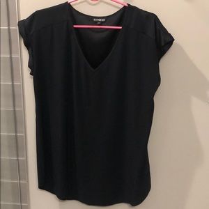 Express V neck short sleeve blouse size L